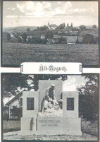Ortsansicht von Alt-Rognitz und das Kriegerdenkmal (abgerissen)!